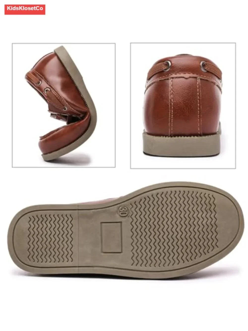 Boys Girls Faux Leather Slip On Loafers Dress Shoes Kids Moccasin